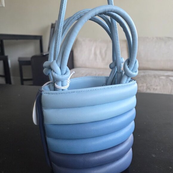 Staud Louie Blue Ombre Top Quilted Leather Bucket Bag - Picture 3 of 5